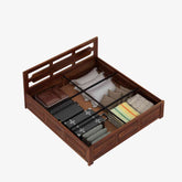 Zigzag Solid Sheesham Wood Bed With Box Storage (King Size, Natural Finish)